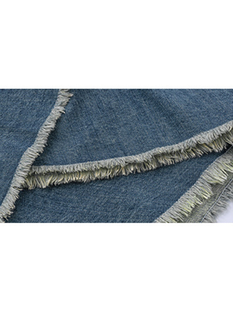 Women's Retro High Waist Denim Skirt: Spring Irregular Hem A-Line Midi Skirt LONDYN UPBRINGING