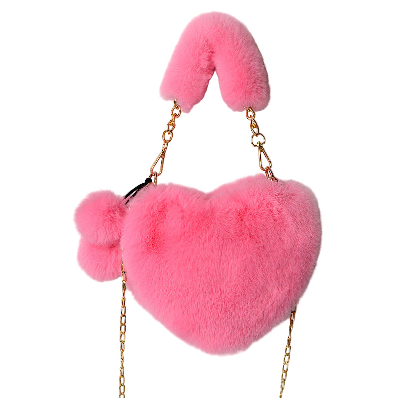 Women’s Love Plush Handbag – Soft Furry Shoulder Bag for Valentine’s Day & Party Outfits LONDYN UPBRINGING