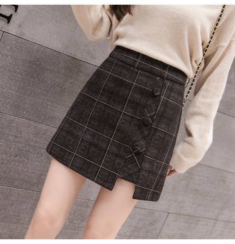 Plaid Woolen Irregular Mini Skirt for Women – High Waist Winter Short Skirt LONDYN UPBRINGING