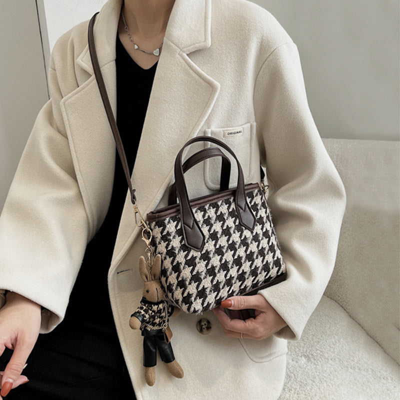 Fashion Houndstooth Shoulder Bag for Women – Stylish Checkerboard Handbag & All-Match Tote Messenger Bag LONDYN UPBRINGING