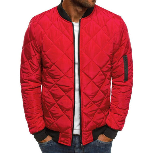 Solid Color Coat Winter Stand Collar Jacket For Men Fashion Rhombus Sewing Design Coat Casual Business Clothing LONDYN UPBRINGING