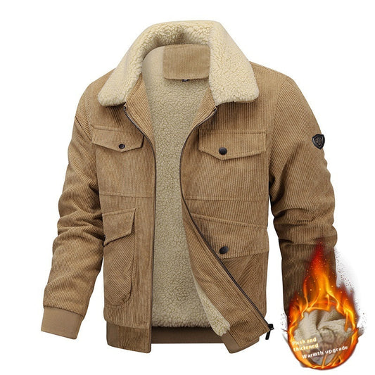 Men’s Winter Lapel Fleece Jacket – Thick Cotton Coat with Pockets for Warm & Stylish Cold-Weather Wear LONDYN UPBRINGING