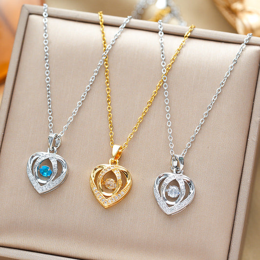 "Dancing Love" Heart Necklace with Rhinestones | Trendy Creative Clavicle Chain for Valentine's Day Gift LONDYN UPBRINGING
