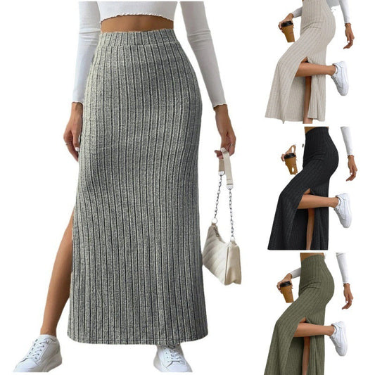 Knitted Maxi Skirt for Women | Spring High-Waist with Side Slit LONDYN UPBRINGING