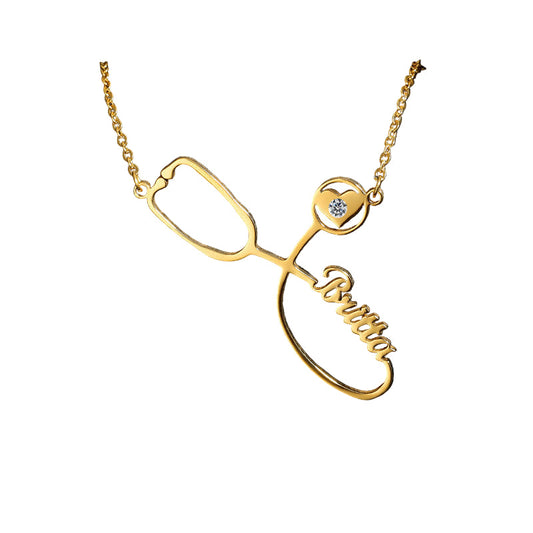 Customized Stainless Steel Stethoscope Name Necklace for Women Jewelry Gift LONDYN UPBRINGING