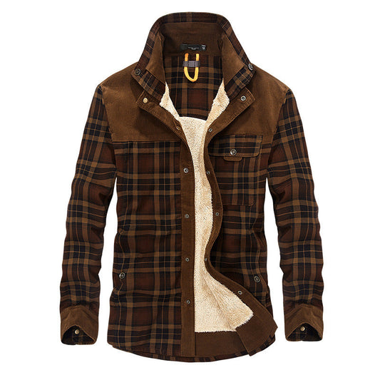Men’s Thicken Winter Jacket – Warm Fleece & Cotton Plaid Coat for Outdoor Comfort & Military-Style Fashion LONDYN UPBRINGING