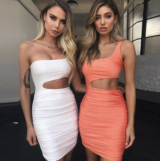 Sexy Slim-Fit One-Shoulder Mini Dress for Women | Fashion Hollow/Cutout Detail LONDYN UPBRINGING