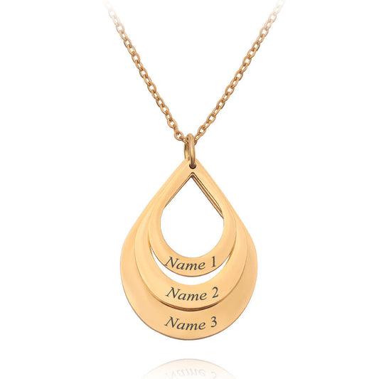 3 Drop Engraving Name Necklace | Personalized Stainless Steel Water Drop Pendant LONDYN UPBRINGING