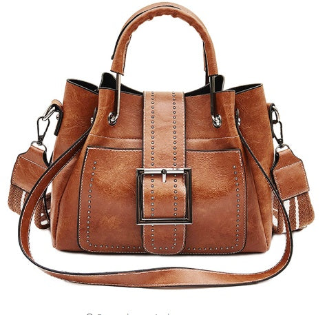 Double Leather Bucket Handbag for Women – Stylish Shoulder Tote Purse LONDYN UPBRINGING