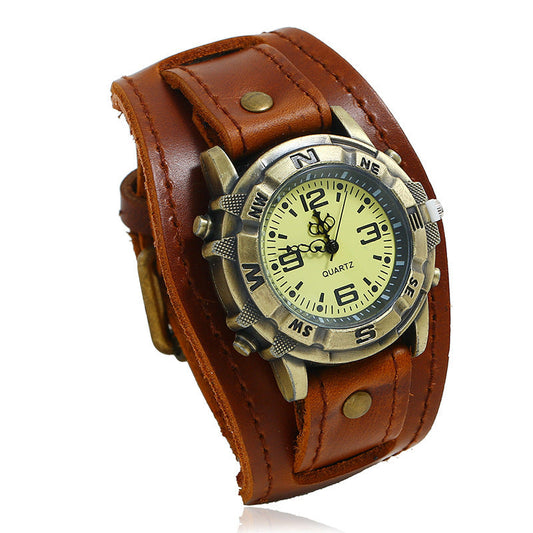 Vintage Leather Bracelet Watch – Versatile Fashion Timepiece for Men & Women LONDYN UPBRINGING