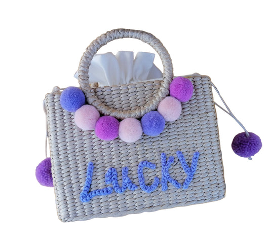 Thailand Hydrangea Letter Embroidery Straw Bag - Summer Beach Handbag LONDYN UPBRINGING