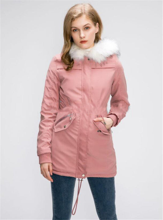 Women's Long Cotton Hooded Jacket - Casual Fur Trim High Street Coat LONDYN UPBRINGING