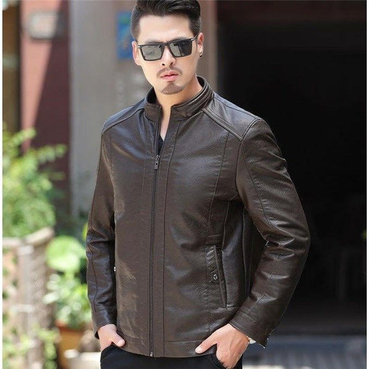 Men’s Leather Biker Jacket – Oblique Zipper Winter Coat for Warmth, Style & Premium Fashion LONDYN UPBRINGING