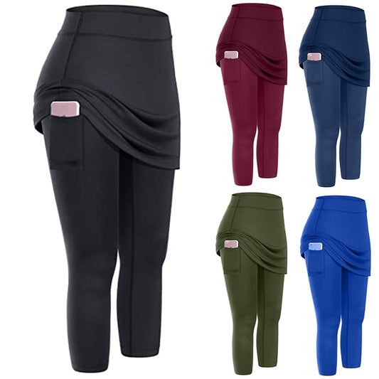 Women Tennis Skirted Leggings Pockets Elastic Sports & Yoga Capris Skirts Legging LONDYN UPBRINGING