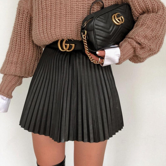 Women's Knitted Mini Skirts: Winter Pleated & Draped Style LONDYN UPBRINGING