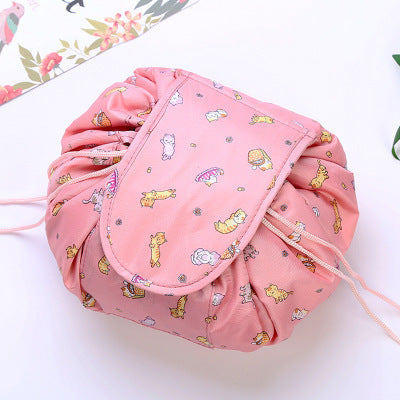 Animal Print Drawstring Cosmetic Bag – Large Capacity Lazy Makeup Storage Organizer for Travel LONDYN UPBRINGING