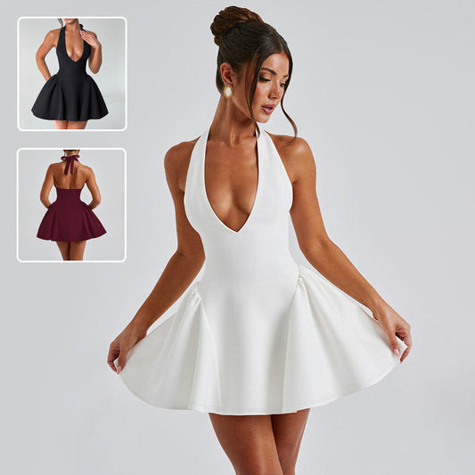 Sexy Deep V-Neck Halter Mini Dress for Women | Slim Ins Fashion Partywear LONDYN UPBRINGING