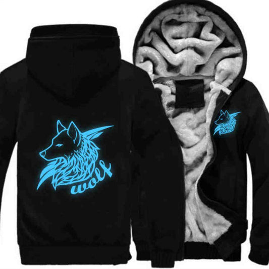 Men’s & Women’s Luminous Wolf Hoodie – Thick Printed Jacket for Warm & Stylish Nightwear LONDYN UPBRINGING