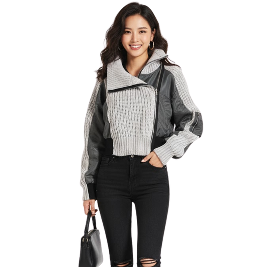 Women's Contrast Stitch Quilted Jacket – Warm, Fashionable Utility Coat LONDYN UPBRINGING