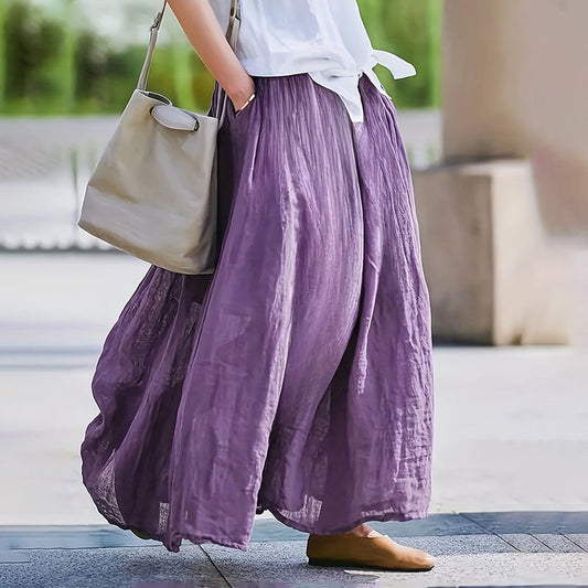 Bohemian Flowy Maxi Skirt for Women: High Waist A-Line Long Skirt with Pockets LONDYN UPBRINGING