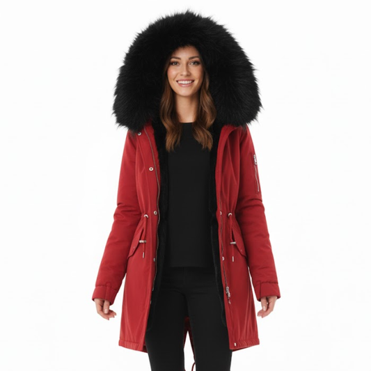 Women's Fuzzy Fleece Hooded Jacket with Drawstring | Cozy Sherpa Zip-Up Coat LONDYN UPBRINGING