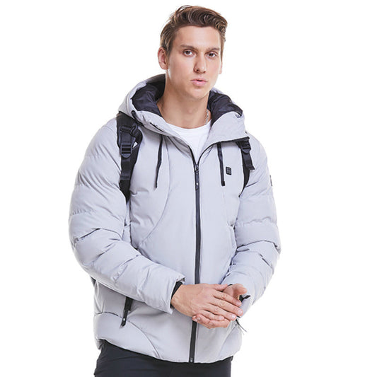 Unisex USB Heated Down Jacket – Smart Electric Cotton Coat with Hood for Winter Outdoor, Hiking & Ski Wear (Up to 7XL) LONDYN UPBRINGING