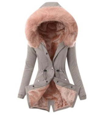 Women's Fuzzy Fleece Hooded Jacket with Drawstring | Cozy Sherpa Zip-Up Coat LONDYN UPBRINGING