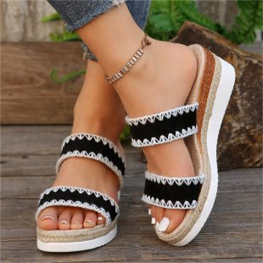Women's Hemp Rope Wedge Sandals | Woven Strappy Summer Slippers LONDYN UPBRINGING
