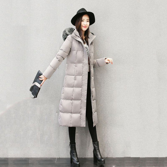 Warm Women's Extra Long Down Parka – Maxi Puffer Coat with Hood for Extreme Winter LONDYN UPBRINGING