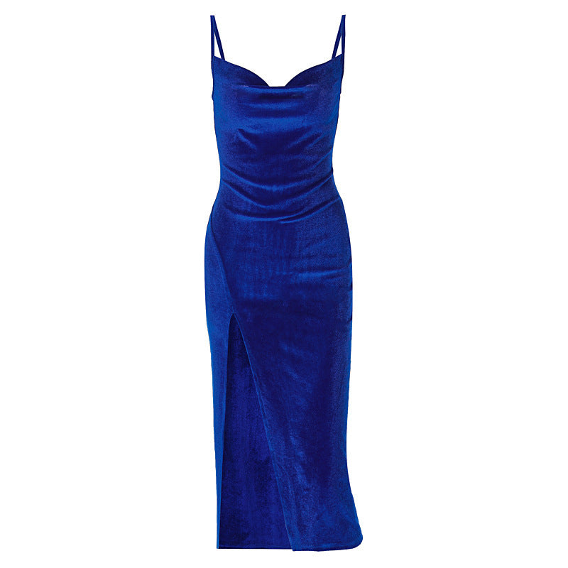 Sexy Velvet Slit Suspender Dress for Women | Slim-Fit Party Mini/Midi LONDYN UPBRINGING
