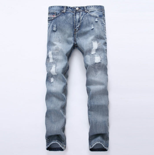 MCCKLE Men’s Ripped Jeans – Slim Fit Distressed Denim Pants in Light Blue LONDYN UPBRINGING