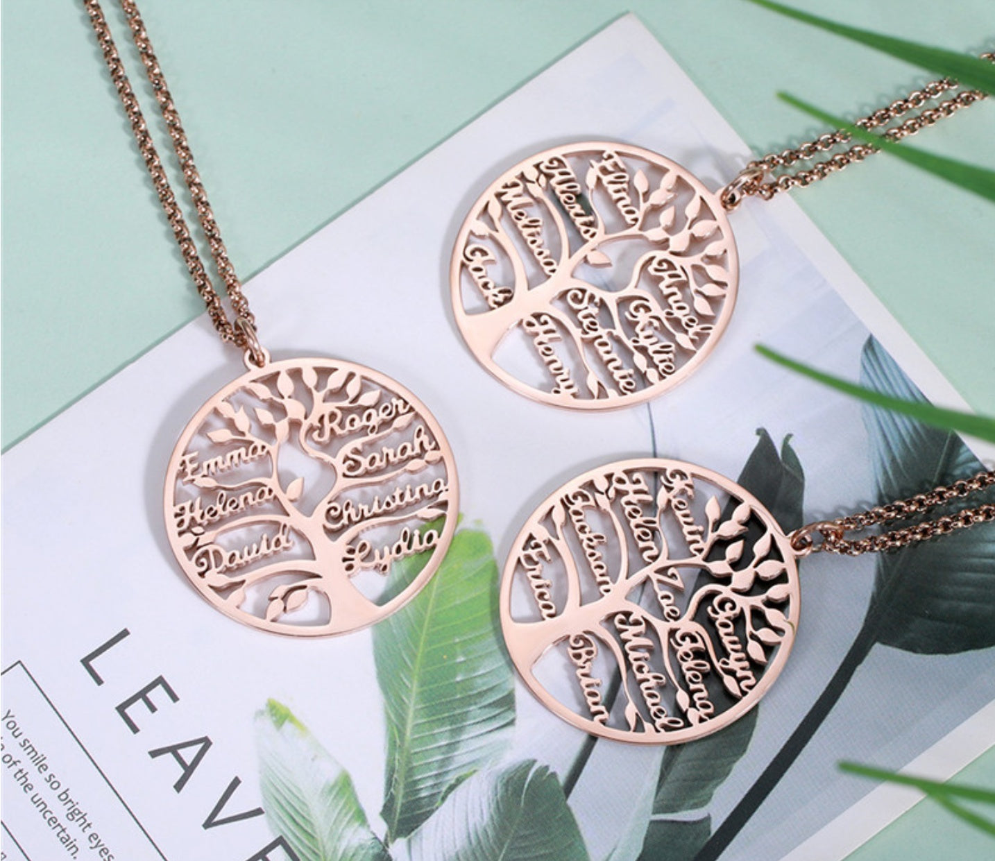 Personalized Family Tree Name Necklace | Tree of Life Custom Stainless Steel Gift LONDYN UPBRINGING