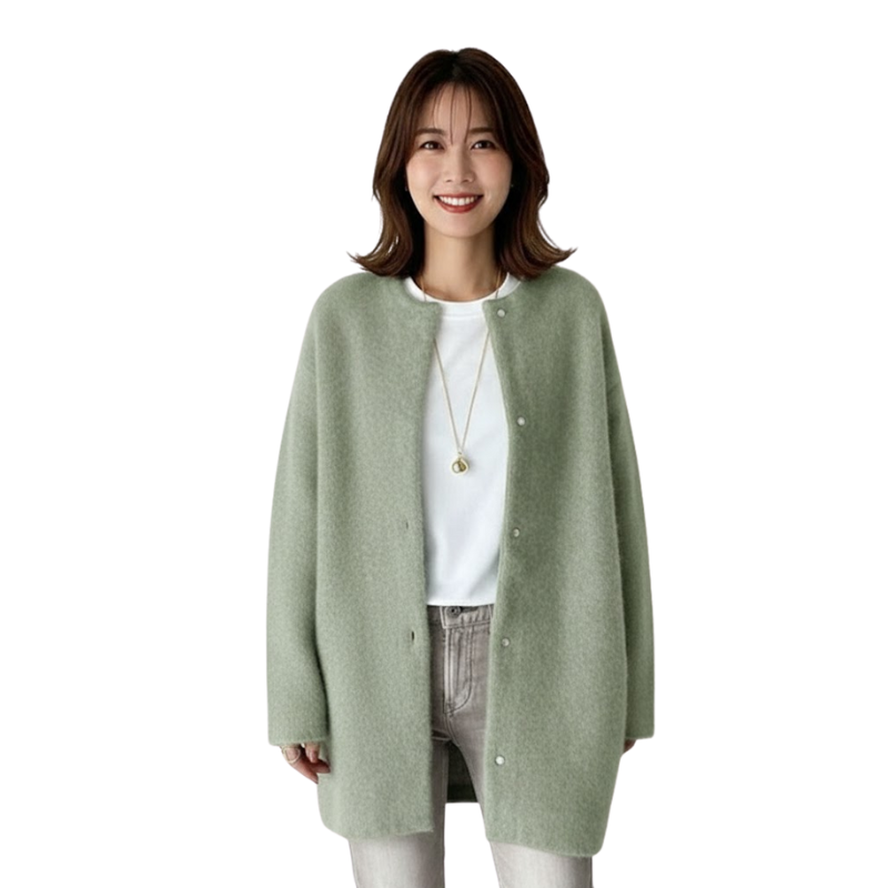 Single-Breasted Knit Cardigan - Women's Solid Color Autumn Sweater Jacket LONDYN UPBRINGING
