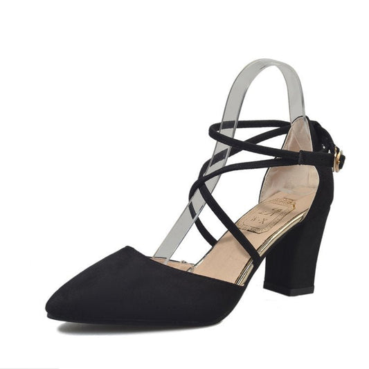 Korean Fashion Pointed Toe Buckle Strap High Heel Sandals: K-Style Ankle Strap Stiletto LONDYN UPBRINGING