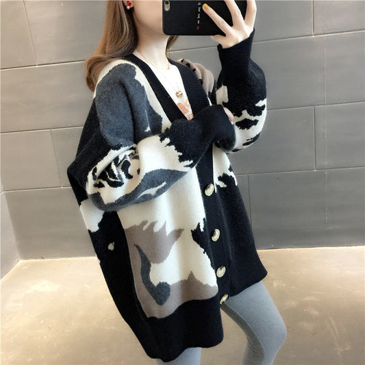 New Korean Style Oversized Cow Print Faux Fur Jacket | Women's 'Lazy' Fit Winter Streetwear Coat LONDYN UPBRINGING