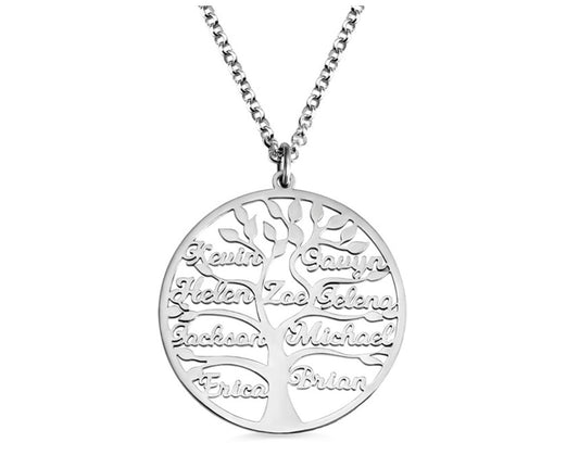 Personalized Family Tree Name Necklace | Tree of Life Custom Stainless Steel Gift LONDYN UPBRINGING
