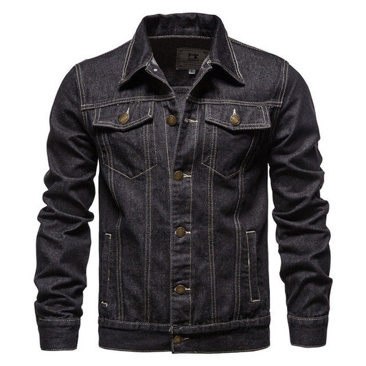 Men’s Casual Blue Denim Jacket – Stylish Lapel Jean Outerwear for Everyday Wear LONDYN UPBRINGING