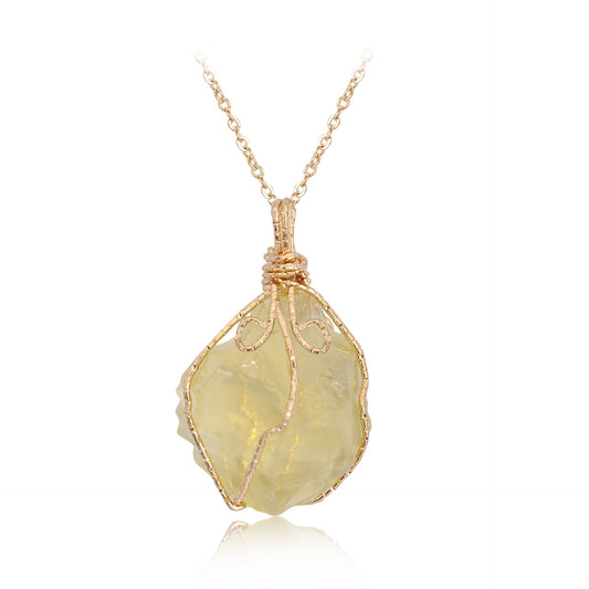 Natural Stone Pendant Necklace | Raw Irregular Crystal Rough Jewelry for Women LONDYN UPBRINGING