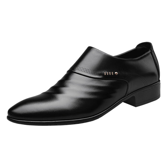 Men’s Casual Pointed Toe Leather Shoes – Slip-On Fashion Loafers with Low Heel LONDYN UPBRINGING
