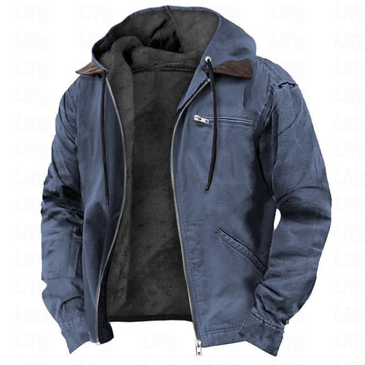 Men’s Winter Hooded Fleece Jacket – Warm Zip-Up Coat with Pockets for Casual Outdoor Comfort LONDYN UPBRINGING