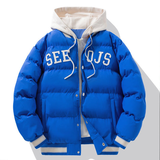 Men’s Fashion Letter Hooded Coat – Warm Cotton Winter Jacket with Zipper for Teens & Adults LONDYN UPBRINGING
