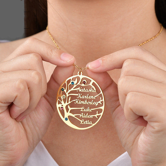 Personalized Golden Tree of Life Name Necklace | Custom Stainless Steel Family Gift LONDYN UPBRINGING