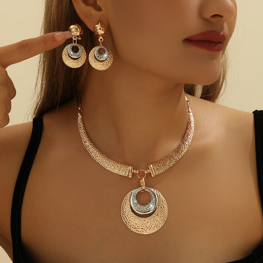 Metal Circle Necklace And Earrings Suite Women LONDYN UPBRINGING