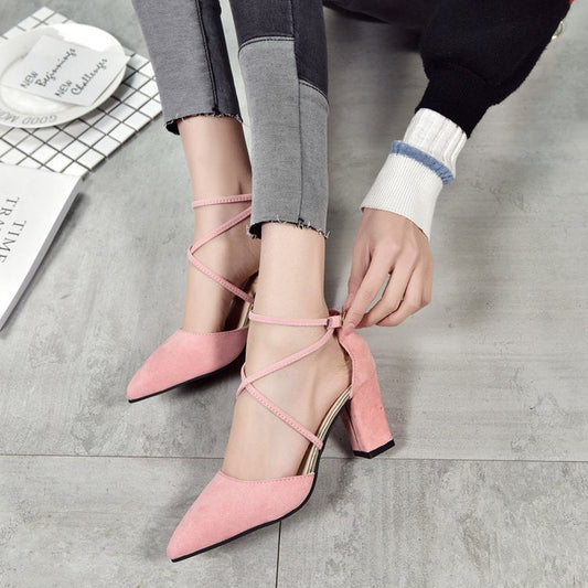 Korean Fashion Pointed Toe Buckle Strap High Heel Sandals: K-Style Ankle Strap Stiletto LONDYN UPBRINGING