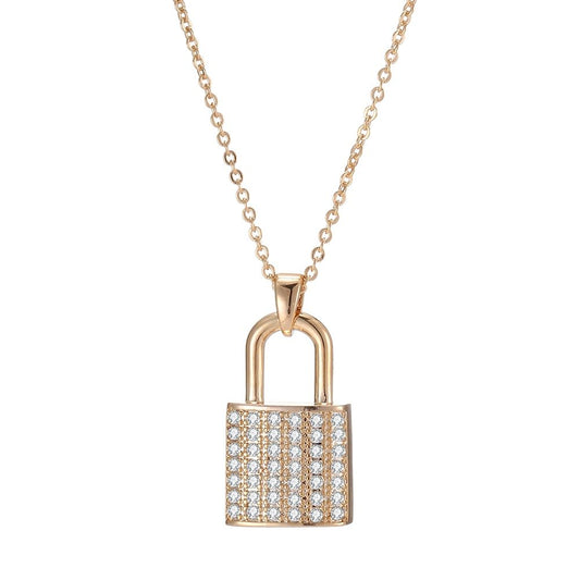 Luxury Zircon Lock Necklace for Couples | Lover's Heart Lock Key Pendant Jewelry LONDYN UPBRINGING
