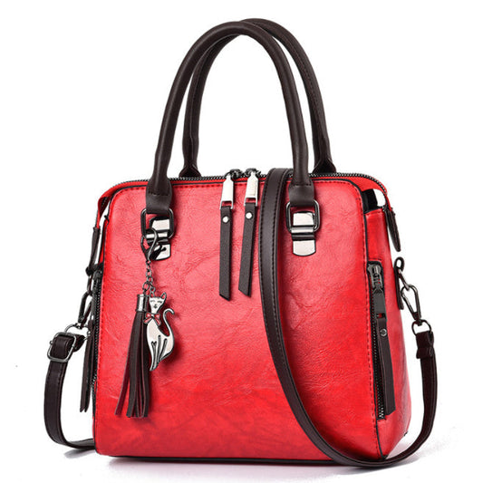 Vintage PU Leather Handbag for Women – Luxury Large Capacity Tote with Tassel & Top Handle Shoulder Bag LONDYN UPBRINGING