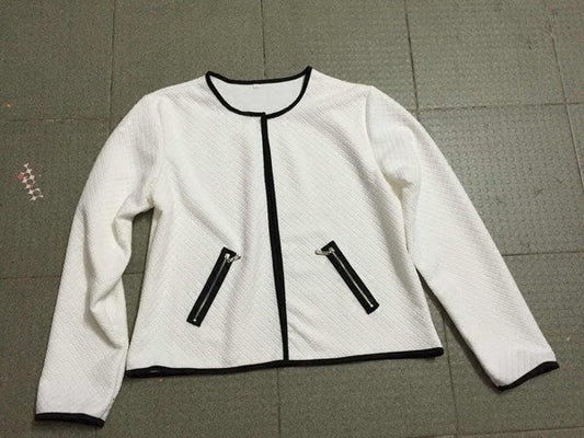 Plus Size White Zip-Up Short Jacket for Women - Lightweight Casual Coat LONDYN UPBRINGING