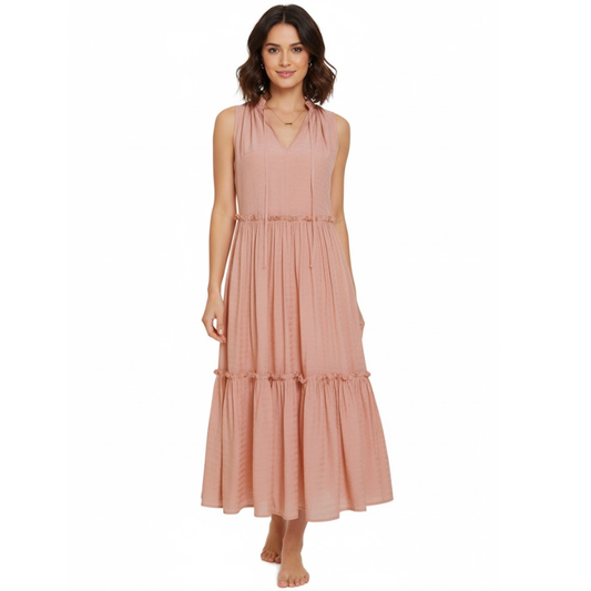 Golden Hour Midi Dress | Women's V-Neck Relaxed Fit Summer Dress LONDYN UPBRINGING