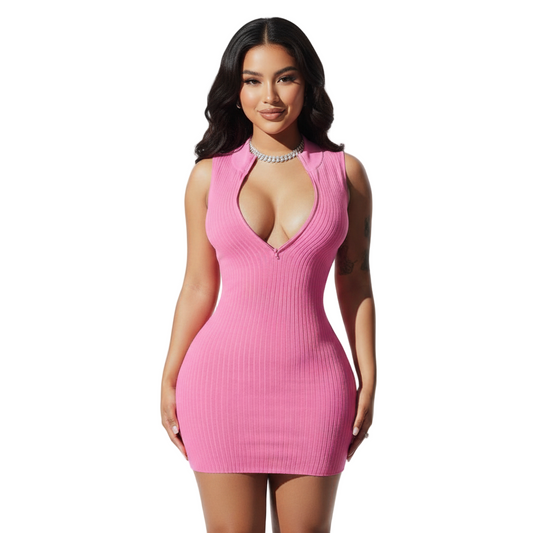Women's Stripe Knitted Mini Dress: Sleeveless Styles LONDYN UPBRINGING