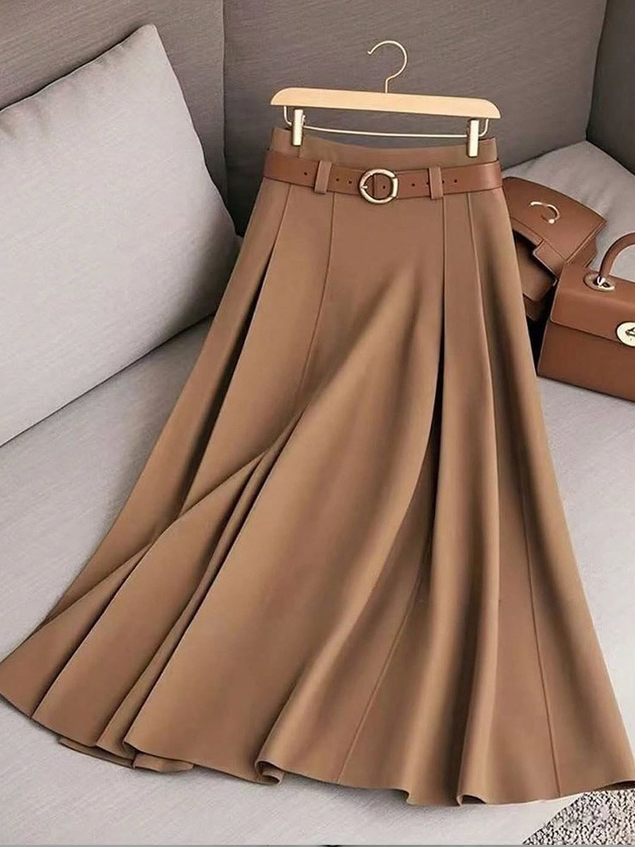 Women's Casual Pleated A-Line Skirt - Custom Print Ready, High-Waist, Comfortable Knit LONDYN UPBRINGING